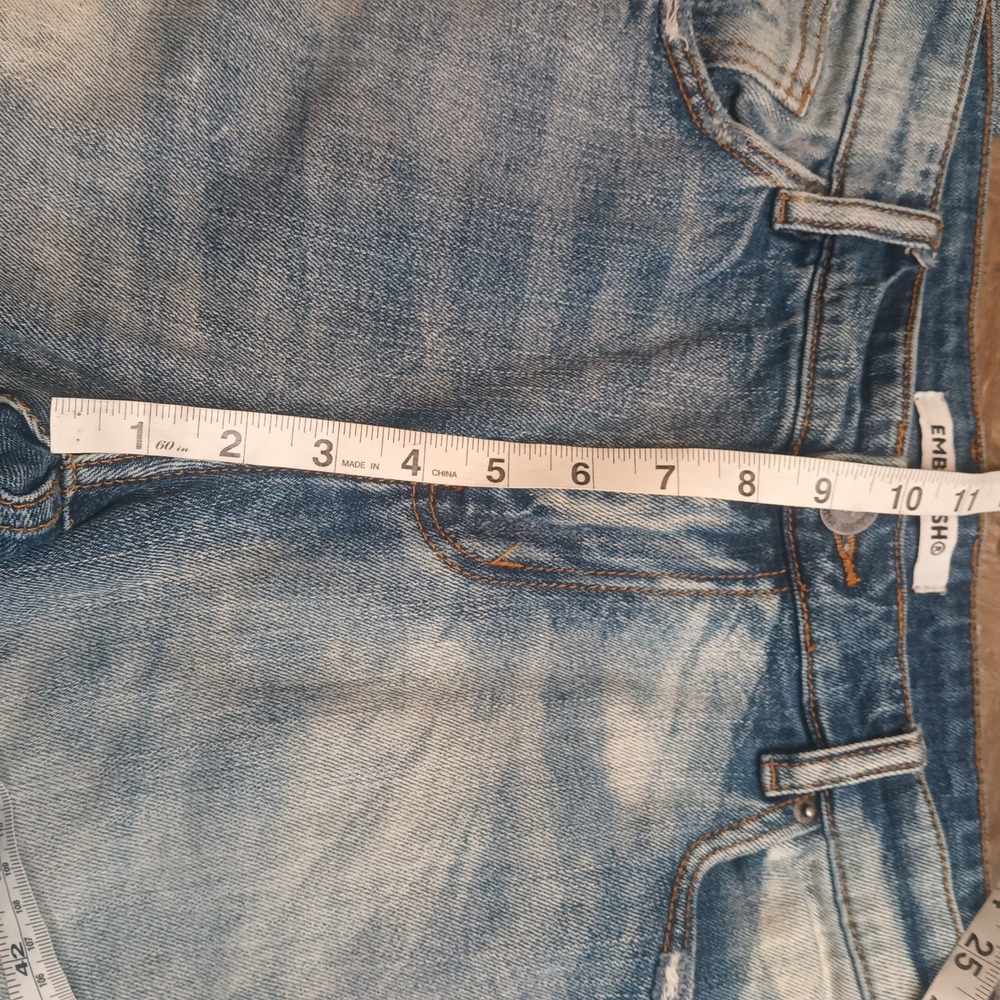 Embellish Jeans Straight 35x33 Mens Jeans Red‎ Thread Art Distressed Y2K Street - Picture 5 of 15